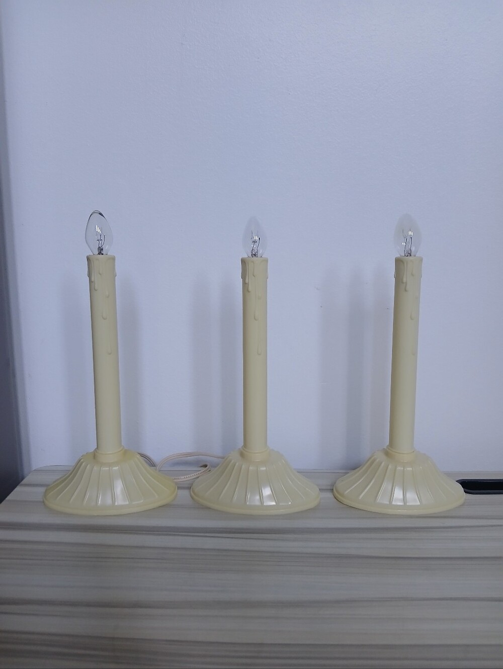 Vintage Christmas Window Electric Plastic Wax Drip Candle Lights Tested Lot Of 3